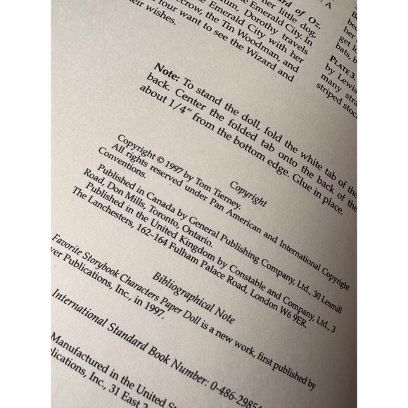 Favorite Storybook Characters Paper Doll Book By Tom Tierney uncut - Picture 2 of 8